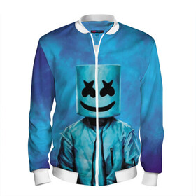Мужской бомбер 3D с принтом Marshmello в городе Новоалтайск, 100% полиэстер | застегивается на молнию, по бокам два кармана без застежек, по низу бомбера и на воротнике - эластичная резинка | Тематика изображения на принте: fortnite | joytime | marshmallow | marshmello | маршмелло | маршмеллоу | фортнайт