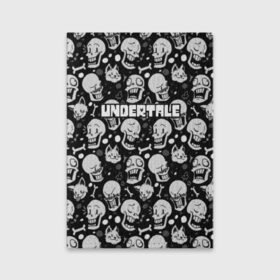 Обложка для паспорта матовая кожа с принтом UNDERTALE в городе Новоалтайск, натуральная матовая кожа | размер 19,3 х 13,7 см; прозрачные пластиковые крепления | game | undertale | азриэль дримурр | альфис | андайн | андертейл | асгор дримурр | добро | дьявол | зло | игра | игры | кости | меттатон | папирус | санс | стрела | ториэль | трезубец | фриск | чара | черный
