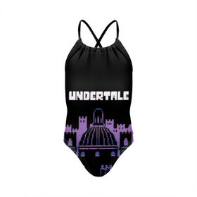 Детский купальник 3D с принтом UNDERTALE в городе Новоалтайск, Полиэстер 85%, Спандекс 15% | Слитный крой, подклад по переду изделия, узкие бретели | game | undertale | азриэль дримурр | альфис | андайн | андертейл | асгор дримурр | добро | дьявол | зло | игра | игры | кости | меттатон | папирус | санс | стрела | ториэль | трезубец | фриск | чара | черный