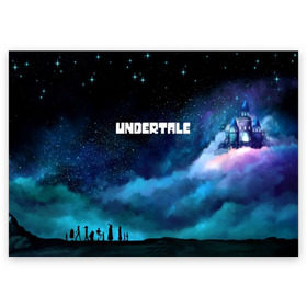 Поздравительная открытка с принтом Undertale в городе Новоалтайск, 100% бумага | плотность бумаги 280 г/м2, матовая, на обратной стороне линовка и место для марки
 | game | undertale | азриэль дримурр | альфис | андайн | андертейл | асгор дримурр | добро | дьявол | зло | игра | игры | кости | меттатон | папирус | санс | стрела | ториэль | трезубец | фриск | чара | черный