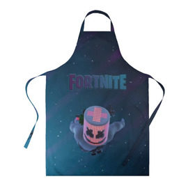 Фартук 3D с принтом Fortnite x Marshmello (Smail). в городе Новоалтайск, 100% полиэстер | общий размер — 65 х 85 см, ширина нагрудника — 26 см, горловина — 53 см, длина завязок — 54 см, общий обхват в поясе — 173 см. Принт на завязках и на горловине наносится с двух сторон, на основной части фартука — только с внешней стороны | 3d | fortnite | marshmello | smail | абстракция | дизайн | звезды | игра | искусство | космос | маршмеллоу | надпись | смайл | стиль | текстура | эмблема