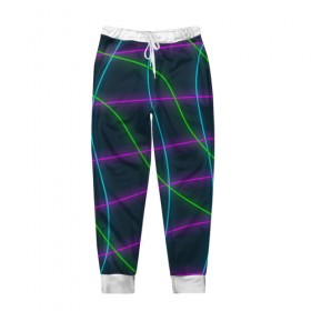 Мужские брюки 3D с принтом Неоновые нити в городе Новоалтайск, 100% полиэстер | манжеты по низу, эластичный пояс регулируется шнурком, по бокам два кармана без застежек, внутренняя часть кармана из мелкой сетки | 