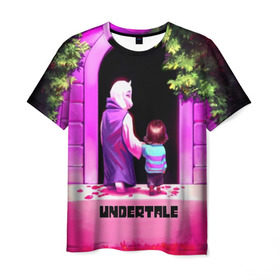 Мужская футболка 3D с принтом UNDERTALE в городе Новоалтайск, 100% полиэфир | прямой крой, круглый вырез горловины, длина до линии бедер | Тематика изображения на принте: game | undertale | азриэль дримурр | альфис | андайн | андертейл | асгор дримурр | добро | дьявол | зло | игра | игры | кости | меттатон | папирус | санс | стрела | ториэль | трезубец | фриск | чара | черный