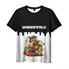 Мужская футболка 3D с принтом UNDERTALE в городе Новоалтайск, 100% полиэфир | прямой крой, круглый вырез горловины, длина до линии бедер | frisk | game | good jokes | sans | undertale | андертал | андертейл | асгор | дримур | дримурр | игра | игры | кости | логотип | надпись | папирус | подземелье | санс | сердечко | сердце | стрим | ториэль | ужас | флауи | фриск