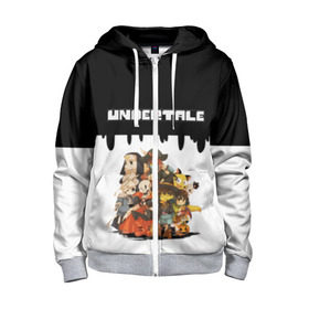 Детская толстовка 3D на молнии с принтом UNDERTALE в городе Новоалтайск, 100% полиэстер |  манжеты и пояс оформлены широкой мягкой резинкой, двухслойный капюшон со шнурком для регулировки, спереди карманы и застежка-молния
 | frisk | game | good jokes | sans | undertale | андертал | андертейл | асгор | дримур | дримурр | игра | игры | кости | логотип | надпись | папирус | подземелье | санс | сердечко | сердце | стрим | ториэль | ужас | флауи | фриск