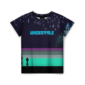 Детская футболка 3D с принтом UNDERTALE GAME в городе Новоалтайск, 100% гипоаллергенный полиэфир | прямой крой, круглый вырез горловины, длина до линии бедер, чуть спущенное плечо, ткань немного тянется | game | undertale | азриэль дримурр | альфис | андайн | андертейл | асгор дримурр | добро | дьявол | зло | игра | игры | кости | меттатон | папирус | санс | стрела | ториэль | трезубец | фриск | чара | черный