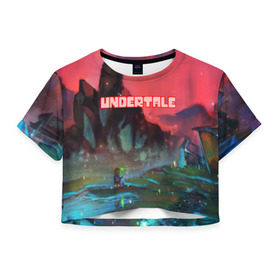Женская футболка Cropp-top с принтом Undertale в городе Новоалтайск, 100% полиэстер | круглая горловина, длина футболки до линии талии, рукава с отворотами | game | undertale | азриэль дримурр | альфис | андайн | андертейл | асгор дримурр | добро | дьявол | зло | игра | игры | кости | меттатон | папирус | санс | стрела | ториэль | трезубец | фриск | чара | черный