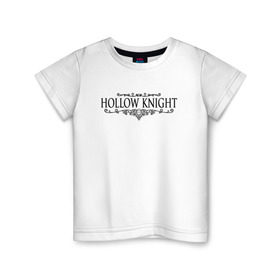 Детская футболка хлопок с принтом Hollow Knight в городе Новоалтайск, 100% хлопок | круглый вырез горловины, полуприлегающий силуэт, длина до линии бедер | Тематика изображения на принте: game | gamer | hollow knight | logo | team cherry | игры | логотип | надписи | первонаж | рыцарь