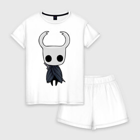 Женская пижама с шортиками хлопок с принтом Hollow Knight в городе Новоалтайск, 100% хлопок | футболка прямого кроя, шорты свободные с широкой мягкой резинкой | hollow knight | детская | для детей | игра | компьютерная игра | королевство | рыцарь | темный рыцарь | холлов кнайт | экшен