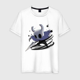 Мужская футболка хлопок с принтом Hollow Knight в городе Новоалтайск, 100% хлопок | прямой крой, круглый вырез горловины, длина до линии бедер, слегка спущенное плечо. | Тематика изображения на принте: hollow knight | детская | для детей | игра | компьютерная игра | королевство | рыцарь | темный рыцарь | холлов кнайт | экшен