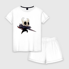Женская пижама с шортиками хлопок с принтом Hollow Knight в городе Новоалтайск, 100% хлопок | футболка прямого кроя, шорты свободные с широкой мягкой резинкой | hollow knight | детская | для детей | игра | компьютерная игра | королевство | рыцарь | темный рыцарь | холлов кнайт | экшен