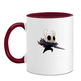 Кружка двухцветная с принтом Hollow Knight в городе Новоалтайск, керамика | объем — 330 мл, диаметр — 80 мм. Цветная ручка и кайма сверху, в некоторых цветах — вся внутренняя часть | hollow knight | детская | для детей | игра | компьютерная игра | королевство | рыцарь | темный рыцарь | холлов кнайт | экшен