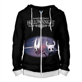 Мужская толстовка 3D на молнии с принтом Hollow Knight. в городе Новоалтайск, 100% полиэстер | длина до линии бедра, манжеты и пояс оформлены мягкой тканевой резинкой, двухслойный капюшон со шнурком для регулировки, спереди молния, по бокам два кармана | Тематика изображения на принте: 3d | hollow knight | игра | полый рыцарь | холлоу найт