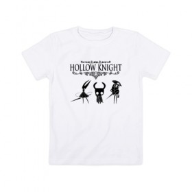 Детская футболка хлопок с принтом HOLLOW KNIGHT в городе Новоалтайск, 100% хлопок | круглый вырез горловины, полуприлегающий силуэт, длина до линии бедер | game | gamer | hollow knight | logo | team cherry | игры | логотип | первонаж | рыцарь