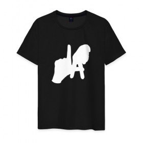 Мужская футболка хлопок с принтом Los Angeles Hand Sign в городе Новоалтайск, 100% хлопок | прямой крой, круглый вырез горловины, длина до линии бедер, слегка спущенное плечо. | Тематика изображения на принте: la | америка | знак | калифорния | ладонь | лос анджелес | мечта | нью йорк | океан | руки | сша