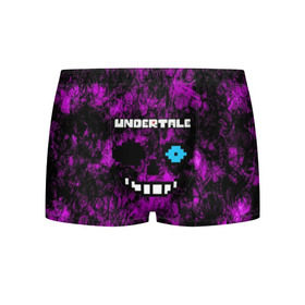 Мужские трусы 3D с принтом Undertale Sans. в городе Новоалтайск, 50% хлопок, 50% полиэстер | классическая посадка, на поясе мягкая тканевая резинка | Тематика изображения на принте: 3d | pixel | sans | undertale | абстракция | андертейл | без глаз | игра | надпись | пиксель | пикселя | подземная история | текстура