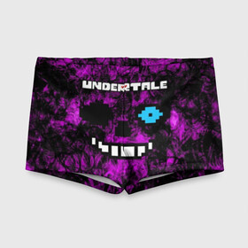 Детские купальные плавки 3D с принтом Undertale Sans. в городе Новоалтайск, Полиэстер 85%, Спандекс 15% | Слитный крой, подклад по переду изделия, узкие бретели | 3d | pixel | sans | undertale | абстракция | андертейл | без глаз | игра | надпись | пиксель | пикселя | подземная история | текстура