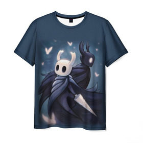Мужская футболка 3D с принтом Hollow Knight в городе Новоалтайск, 100% полиэфир | прямой крой, круглый вырез горловины, длина до линии бедер | Тематика изображения на принте: hollow knight | детская | для детей | игра | компьютерная игра | королевство | рыцарь | темный рыцарь | холлов кнайт | экшен