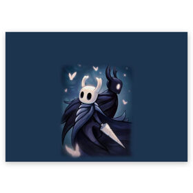 Поздравительная открытка с принтом Hollow Knight в городе Новоалтайск, 100% бумага | плотность бумаги 280 г/м2, матовая, на обратной стороне линовка и место для марки
 | hollow knight | детская | для детей | игра | компьютерная игра | королевство | рыцарь | темный рыцарь | холлов кнайт | экшен