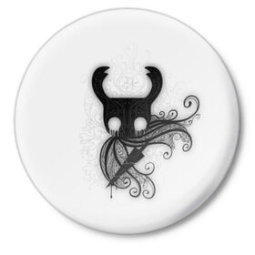 Значок с принтом Hollow Knight в городе Новоалтайск,  металл | круглая форма, металлическая застежка в виде булавки | Тематика изображения на принте: hollow knight | детская | для детей | игра | компьютерная игра | королевство | рыцарь | темный рыцарь | холлов кнайт | экшен