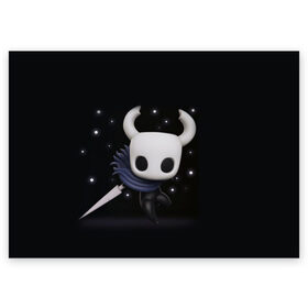 Поздравительная открытка с принтом Hollow Knight в городе Новоалтайск, 100% бумага | плотность бумаги 280 г/м2, матовая, на обратной стороне линовка и место для марки
 | hollow knight | детская | для детей | игра | компьютерная игра | королевство | рыцарь | темный рыцарь | холлов кнайт | экшен