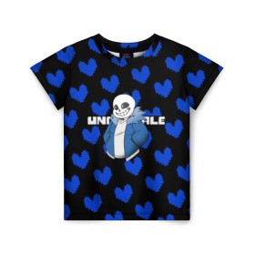 Детская футболка 3D с принтом Undertale. в городе Новоалтайск, 100% гипоаллергенный полиэфир | прямой крой, круглый вырез горловины, длина до линии бедер, чуть спущенное плечо, ткань немного тянется | 3d | pattern | pixel | sans | undertale | абстракция | андертейл | без глаз | игра | надпись | паттерн | пиксель | пикселя | подземная история | сердце | текстура