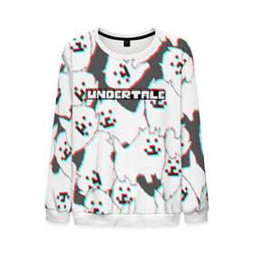Мужской свитшот 3D с принтом Undertale (Надоедливый пёс). в городе Новоалтайск, 100% полиэстер с мягким внутренним слоем | круглый вырез горловины, мягкая резинка на манжетах и поясе, свободная посадка по фигуре | 3d | glitch | pixel | undertale | андертейл | без глаз | глитч | игра | надоедливая собака | надоедливый пес | надпись | пиксель | пикселя | подземная история | текстура