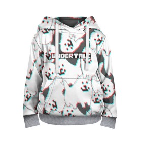 Детская толстовка 3D с принтом Undertale (Надоедливый пёс). в городе Новоалтайск, 100% полиэстер | двухслойный капюшон со шнурком для регулировки, мягкие манжеты на рукавах и по низу толстовки, спереди карман-кенгуру с мягким внутренним слоем | 3d | glitch | pixel | undertale | андертейл | без глаз | глитч | игра | надоедливая собака | надоедливый пес | надпись | пиксель | пикселя | подземная история | текстура