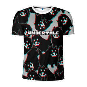 Мужская футболка 3D спортивная с принтом Undertale (Надоедливый пёс). в городе Новоалтайск, 100% полиэстер с улучшенными характеристиками | приталенный силуэт, круглая горловина, широкие плечи, сужается к линии бедра | 3d | glitch | pixel | undertale | андертейл | без глаз | глитч | игра | надоедливая собака | надоедливый пес | надпись | пиксель | пикселя | подземная история | текстура