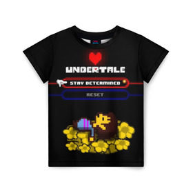 Детская футболка 3D с принтом Undertale. в городе Новоалтайск, 100% гипоаллергенный полиэфир | прямой крой, круглый вырез горловины, длина до линии бедер, чуть спущенное плечо, ткань немного тянется | 3d | pixel | undertale | абстракция | андертейл | геометрия | игра | надпись | пиксель | пикселя | подземная история | сердце | текстура