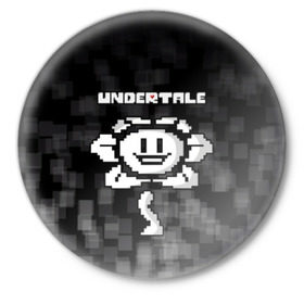 Значок с принтом Undertale. в городе Новоалтайск,  металл | круглая форма, металлическая застежка в виде булавки | Тематика изображения на принте: 3d | pixel | undertale | абстракция | андертейл | геометрия | игра | надпись | пиксель | пикселя | подземная история | текстура | цветок