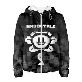 Женская куртка 3D с принтом Undertale. в городе Новоалтайск, ткань верха — 100% полиэстер, подклад — флис | прямой крой, подол и капюшон оформлены резинкой с фиксаторами, два кармана без застежек по бокам, один большой потайной карман на груди. Карман на груди застегивается на липучку | 3d | pixel | undertale | абстракция | андертейл | геометрия | игра | надпись | пиксель | пикселя | подземная история | текстура | цветок