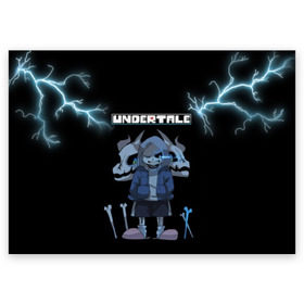 Поздравительная открытка с принтом Undertale. в городе Новоалтайск, 100% бумага | плотность бумаги 280 г/м2, матовая, на обратной стороне линовка и место для марки
 | 3d | hp | pixel | sans | undertale | абстракция | андертейл | геометрия | гроза | игра | кости | молния | надпись | пиксель | пикселя | подземная история | текстура