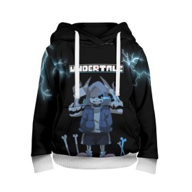 Детская толстовка 3D с принтом Undertale. в городе Новоалтайск, 100% полиэстер | двухслойный капюшон со шнурком для регулировки, мягкие манжеты на рукавах и по низу толстовки, спереди карман-кенгуру с мягким внутренним слоем | 3d | hp | pixel | sans | undertale | абстракция | андертейл | геометрия | гроза | игра | кости | молния | надпись | пиксель | пикселя | подземная история | текстура
