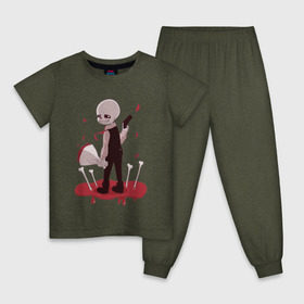 Детская пижама хлопок с принтом Undertale. в городе Новоалтайск, 100% хлопок |  брюки и футболка прямого кроя, без карманов, на брюках мягкая резинка на поясе и по низу штанин
 | pixel | sans | undertale | андертейл | игра | кости | кровь | надпись | пиксель | пикселя | подземная история | хлопок | цветы