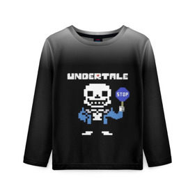 Детский лонгслив 3D с принтом Undertale STOP. в городе Новоалтайск, 100% полиэстер | длинные рукава, круглый вырез горловины, полуприлегающий силуэт
 | 3d | pixel | sans | stop | undertale | абстракция | алфавит | андертейл | буквы | геометрия | знак | игра | надпись | пиксель | пикселя | подземная история | текстура