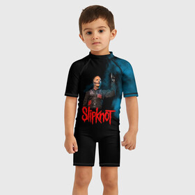 Детский купальный костюм 3D с принтом Slipknot в городе Новоалтайск, Полиэстер 85%, Спандекс 15% | застежка на молнии на спине | Тематика изображения на принте: slipknot | джей вайнберг | кори тейлор | крис фен | крэйг джонс | метал | мик томсон | музыка | петля | рок | сид уилсон | скользящий узел | слайпкнот | слипкнот | слипнот | удавка