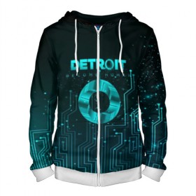 Мужская толстовка 3D на молнии с принтом Detroit: Вecome Human в городе Новоалтайск, 100% полиэстер | длина до линии бедра, манжеты и пояс оформлены мягкой тканевой резинкой, двухслойный капюшон со шнурком для регулировки, спереди молния, по бокам два кармана | 3d | cтать человеком | detroit city | detroit: вecome human | игра | интерактивная | квест | кинематограф | приключения | франция
