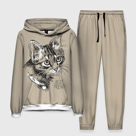 Мужской костюм 3D (с толстовкой) с принтом Best friend в городе Новоалтайск,  |  | attractive face | cat | collar | cute | drawing | funny | kitten | mustache | touching | забавный | кот | котёнок | милый | ошейник | рисунок | трогательный | усы
