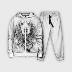 Детский костюм 3D с принтом Кокер спаниель в городе Новоалтайск,  |  | animal | black | breed | cocker spaniel | cool | dog | eyes | interesting | look | muzzle | white | wool | белый | взгляд | глаза | животное | интересный | кокер спаниель | пёс | порода | прикольный | псина | собака | собакен | черный | шерсть