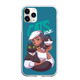 Чехол для iPhone 11 Pro Max матовый с принтом Cats love в городе Новоалтайск, Силикон |  | animal | blue | cats | cool | girl | hairstyle | slogan | woman | young | девушка | женщина | животное | коты | любовь | молодая | прикольный | прическа | слоган