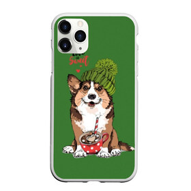 Чехол для iPhone 11 Pro Max матовый с принтом Love is sweet в городе Новоалтайск, Силикон |  | Тематика изображения на принте: animal | breed | brown | corgi | cute | dog | funny | green | hat | heart | slogan | text | white | белый | животное | забавный | зеленый | корги | коричневый | милый | пёс | порода | сердце | слоган | собака | текст | шапка