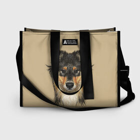 Сумка-шоппер 3D с принтом Sheltie в городе Новоалтайск, 100% полиэстер | застегивается на металлическую кнопку; внутренний карман застегивается на молнию. Стенки укреплены специальным мягким материалом, чтобы защитить содержимое от несильных ударов
 | animal | black | breed | brown | cute | dog | drawing | eyes | kind | look | muzzle | portrait | red | взгляд | глаза | добрый | животное | коричневый | милый | пёс | порода | портрет | рисунок | рыжий | собака | черный | шелти