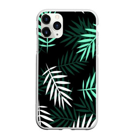 Чехол для iPhone 11 Pro Max матовый с принтом Листья пальмы в городе Новоалтайск, Силикон |  | Тематика изображения на принте: 3d | green | leaves | magic | pattern | tekstura | white | белые | зеленые | листья | текстура | узор