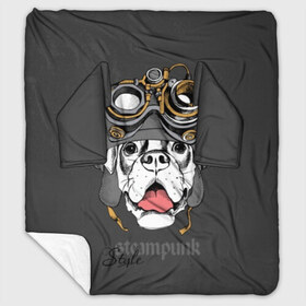 Плед с рукавами с принтом Steampunk Style в городе Новоалтайск, 100% полиэстер | Закругленные углы, все края обработаны. Ткань не мнется и не растягивается. Размер 170*145 | animal | boxer | breed | dog | gray | headset | muzzle | steampunk | style | tank | white | yellow | белый | боксёр | желтый | животное | очки | порода | серый | собака | стиль | стимпанк | танковый | шлемофон