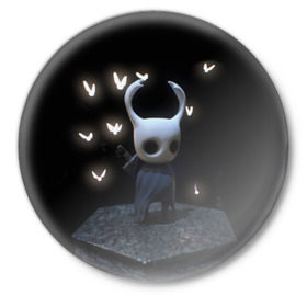 Значок с принтом Hollow Knight в городе Новоалтайск,  металл | круглая форма, металлическая застежка в виде булавки | hollow knight | детская | для детей | игра | компьютерная игра | королевство | рыцарь | темный рыцарь | холлов кнайт | экшен