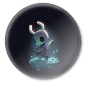 Значок с принтом Hollow Knight в городе Новоалтайск,  металл | круглая форма, металлическая застежка в виде булавки | Тематика изображения на принте: hollow knight | детская | для детей | игра | компьютерная игра | королевство | рыцарь | темный рыцарь | холлов кнайт | экшен