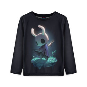 Детский лонгслив 3D с принтом Hollow Knight в городе Новоалтайск, 100% полиэстер | длинные рукава, круглый вырез горловины, полуприлегающий силуэт
 | Тематика изображения на принте: hollow knight | детская | для детей | игра | компьютерная игра | королевство | рыцарь | темный рыцарь | холлов кнайт | экшен