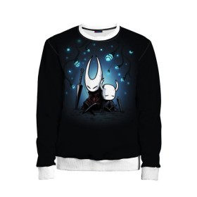 Детский свитшот 3D с принтом Hollow Knight в городе Новоалтайск, 100% полиэстер | свободная посадка, прямой крой, мягкая тканевая резинка на рукавах и понизу свитшота | Тематика изображения на принте: hollow knight | детская | для детей | игра | компьютерная игра | королевство | рыцарь | темный рыцарь | холлов кнайт | экшен