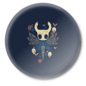 Значок с принтом Hollow Knight в городе Новоалтайск,  металл | круглая форма, металлическая застежка в виде булавки | Тематика изображения на принте: hollow knight | детская | для детей | игра | компьютерная игра | королевство | рыцарь | темный рыцарь | холлов кнайт | экшен